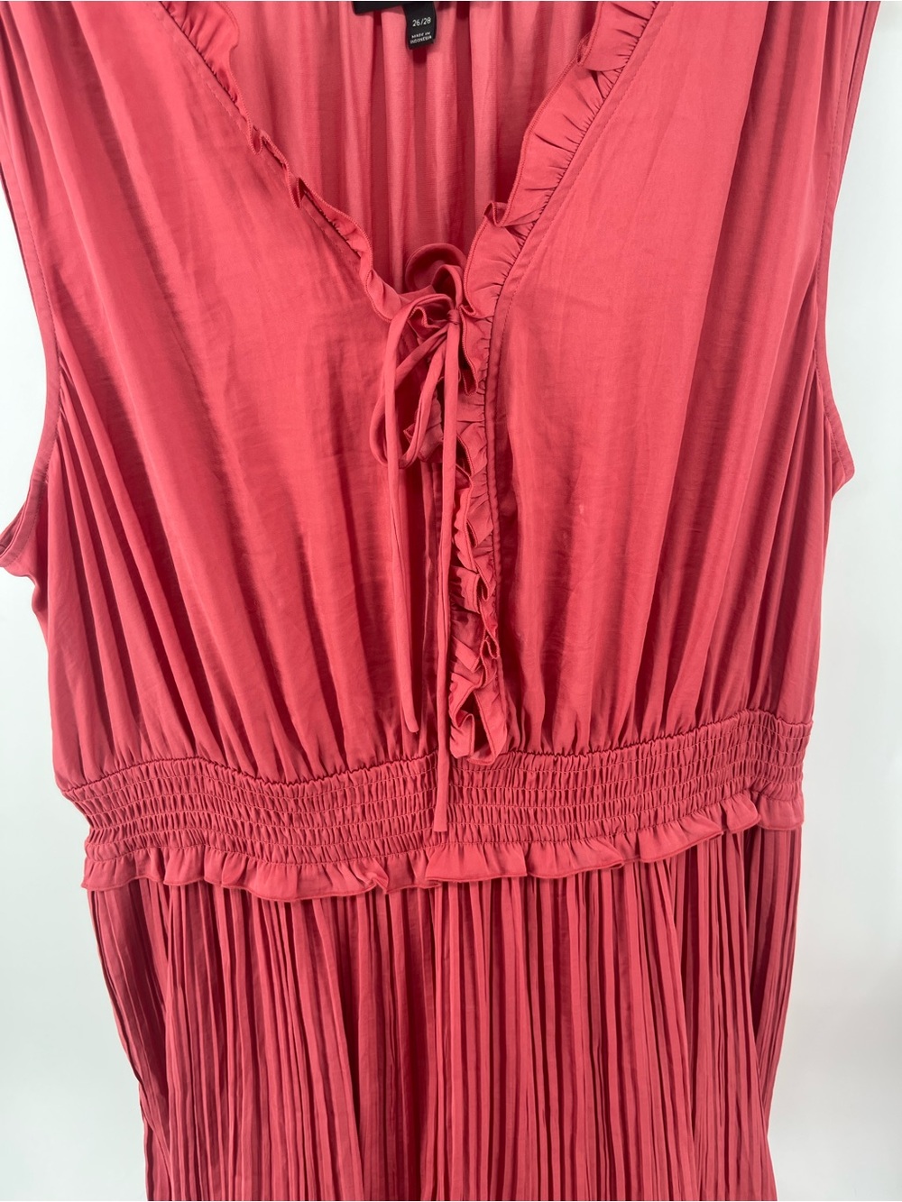 Lane Bryant Maxi Dress 26/28 Coral Pink Pleated Sleeveless Boho Resort Dress - Picture 5 of 13